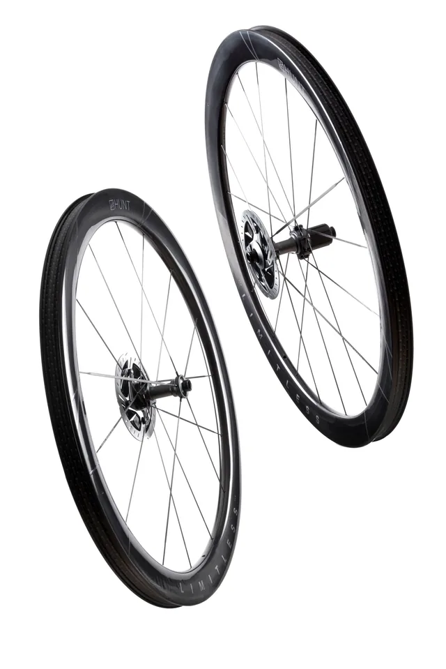 HUNT 4AM Limitless Ti_UD Carbon Spoke Disc Wheelset – F49.5/    R47  deep | 23  wide int | F34.2/    R30  wide ext
