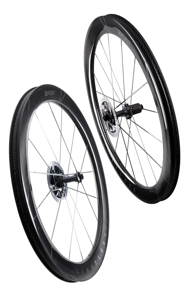 HUNT 5AM Limitless Ti_UD Carbon Spoke Disc Wheelset – F58/    R55  deep | 23  wide int | F34.5/    R30  wide ext
